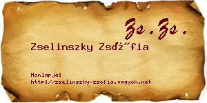 Zselinszky Zsófia névjegykártya